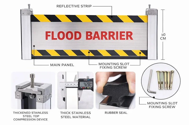 Stainless Steel Flood Barrier Technical Drawing