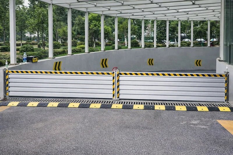 Basement entrance flood barrier system